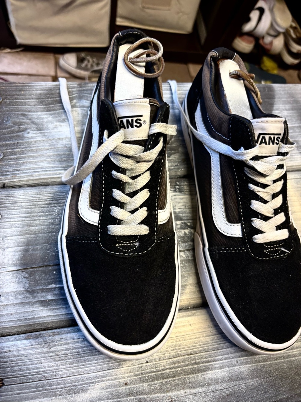 Vans Black and White Low-Top Skate Sneakers